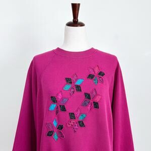 Vintage Reworked Quilted Pink Crewneck Sweatshirt